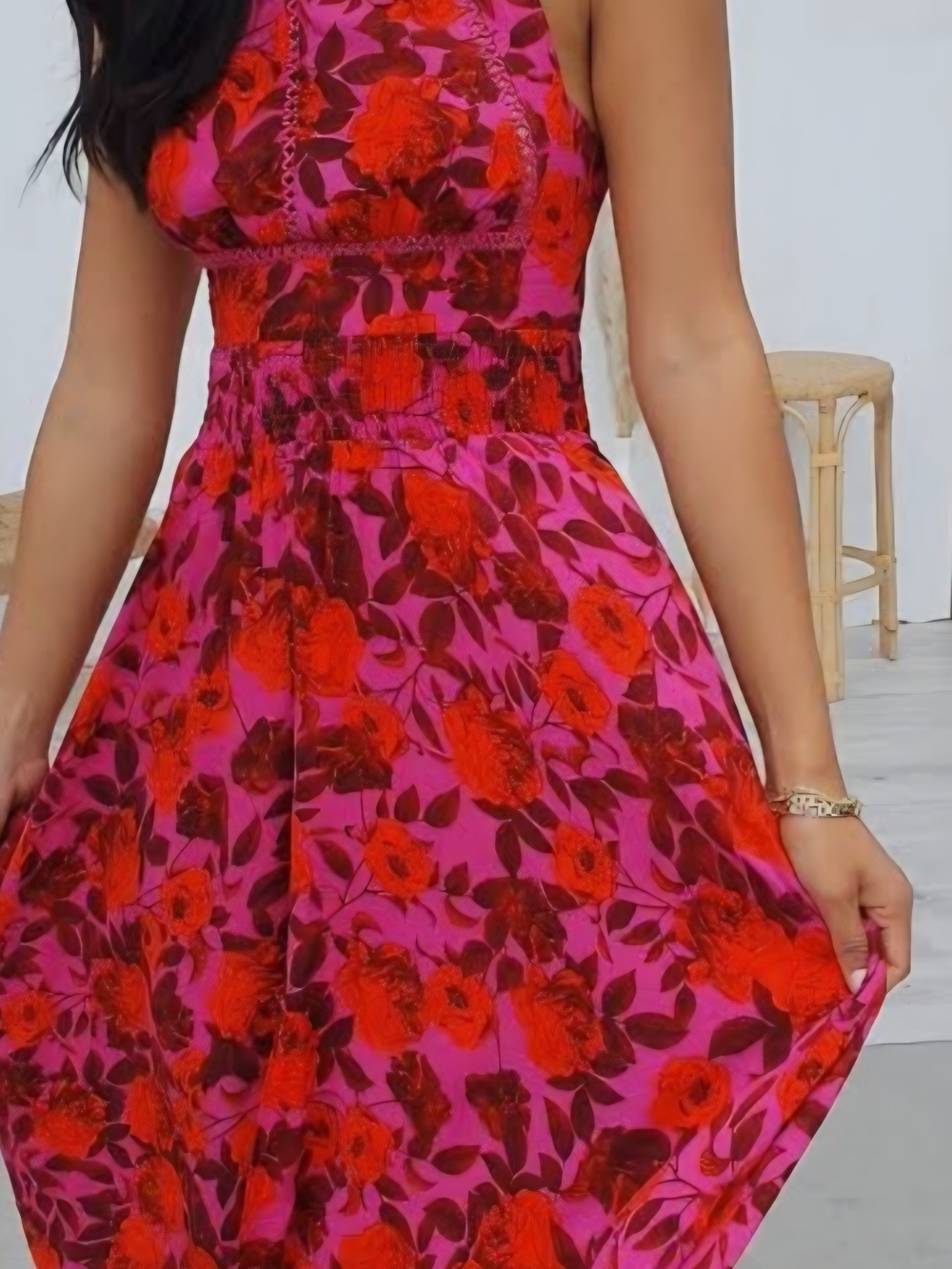 Abel The Label Floral Maxi Dress - Smocked Waist Sz S - Picture 3 of 16